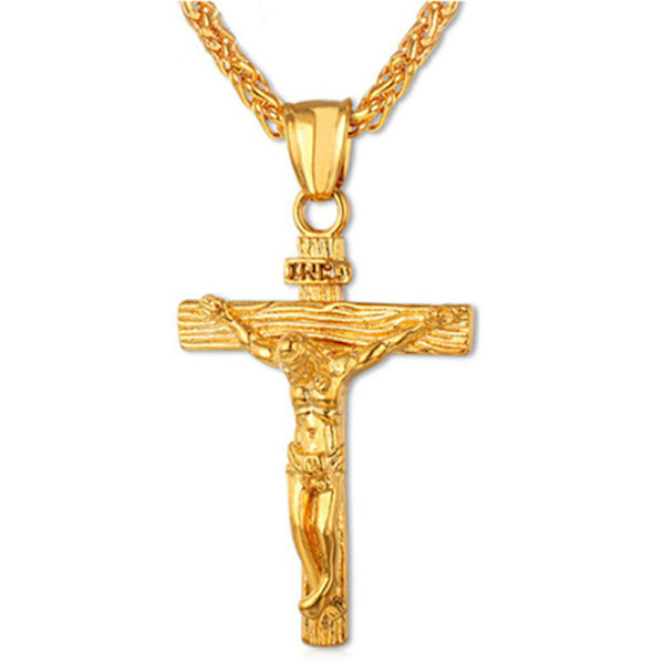 Korshalsband Jesus på korset legering hänge hängande hals smycken Gold