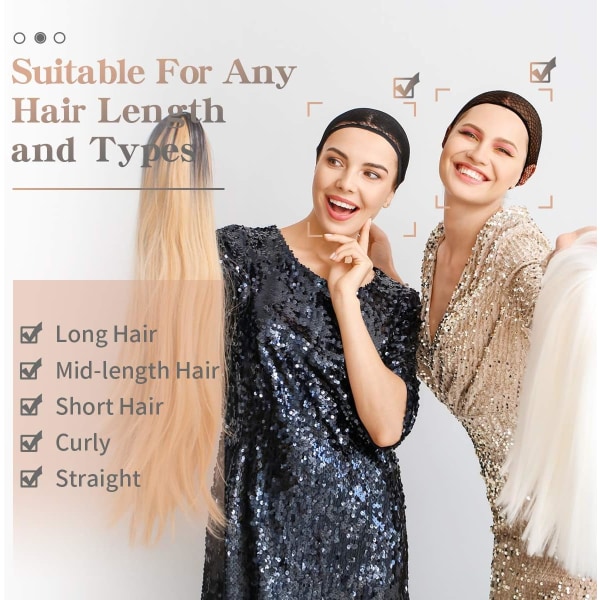 3 stk Dame Wig Cap, Naken Peruk Net Cap, Cosplay Peruk Net