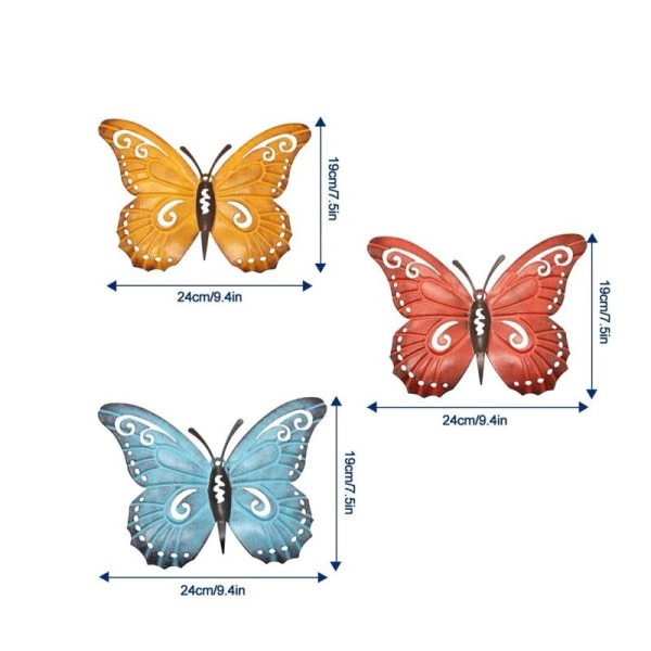 3 stycken fjärilar väggdekoration fjäril väggdekoration
