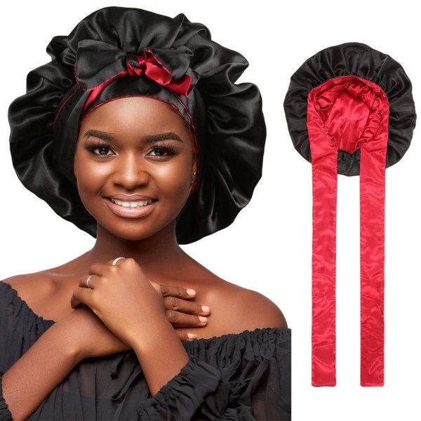 Satiinimyssy Silkeslen Satin Bonnet MUSTA black