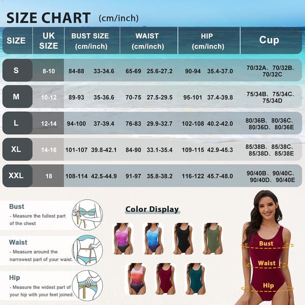 Dam Hel Baddräkt med Magkontroll, Vadderad Monokini, Vinröd Gradient [JUN] XXL Wine Red