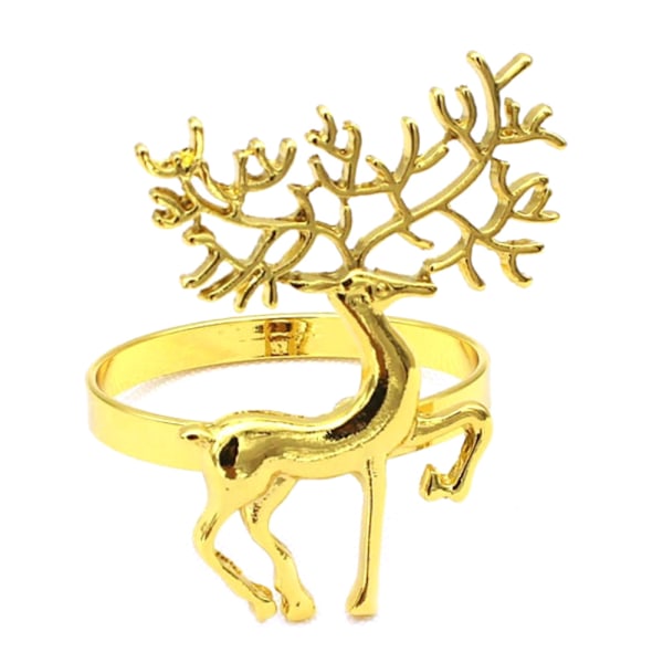 6 stk. Julehjort Servietringe til Julemiddagsfester Bryllup Guld gold 6PCS