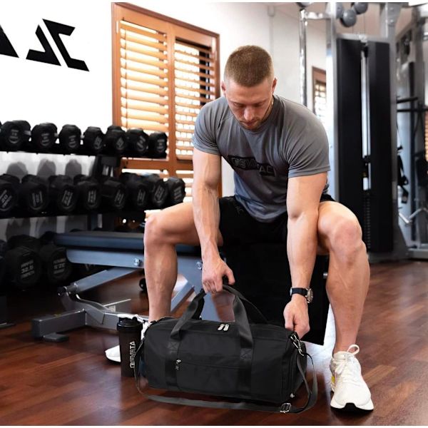 Gympose for kvinner og menn, Liten sportspose med våtpose og skofack, Reisebag, Weekender
