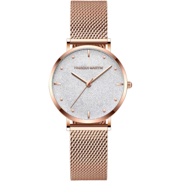 Moderiktig watch med glänsande stjärnklar urtavla, rostfritt stål
