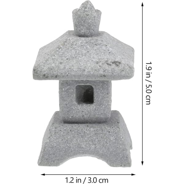 Miniatyr Pagode Statue Sandsteinskulptur for Bonsai Dekor Lys Grå[JUN]