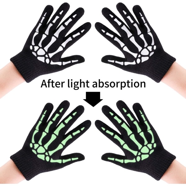 3 par Skeleton Touch Screen Handskar för barn Halloween Glow