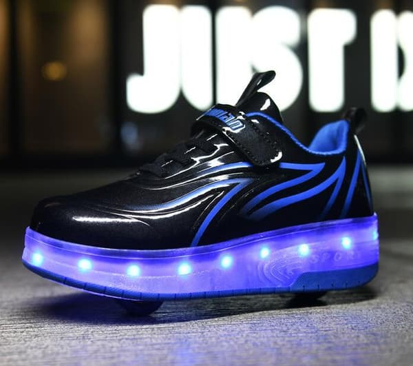 LED Lysende Rullesko for Barn, USB-Lading & Enkelt Hjul[JUN] 41 black and blue