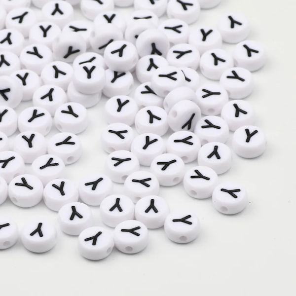 7x4mm Akryl Alfabet Bogstav Perler til DIY Smykkefremstilling 50/100/200 stk.[JUN] Y