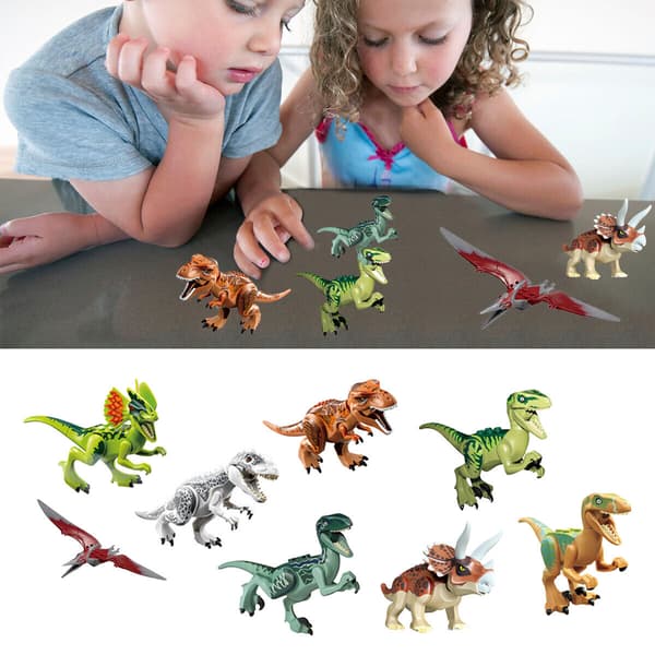 8-pack Jurassic World Dinosaurie Byggklossar, T-Rex Leksakspresent för Barn [JUN] multi-coloured