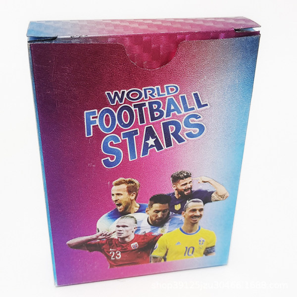 1 eske med 55 FIFA World Cup og EM stjernekort, gullfoliekort, 55 stjernekort Colorful