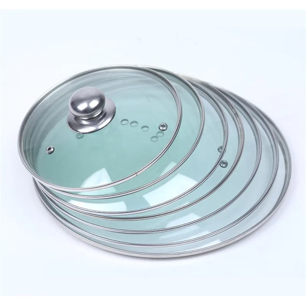 Rustfrit stål Tykt Gennemsigtigt Hærdet Glas Låg dækken Suppegryde Kasserolle Stegepande Wok Låg Med Knop Køkken Komfur Del 16cm
