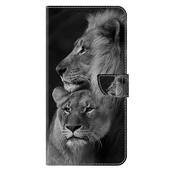 Farverigt magnetisk læder wallet case til iPhone 17[JUN] Couple Lions Multicolor