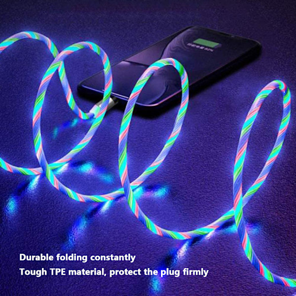 LED Flydende Magnetisk Oplader Rød Pink Kabel Lysende Candy