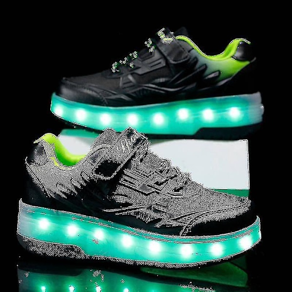 LED Lysende Rullesko Q7-yky.37 Sort[JUN] Black 37