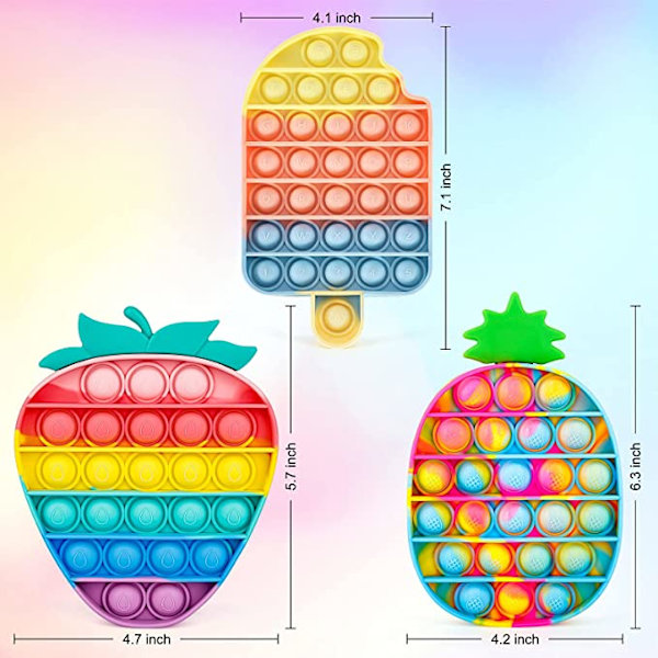 3-pakning Pop It fidget-leker for barn og voksne