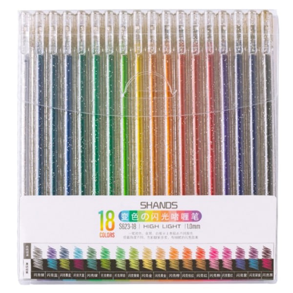 Geeli Pen Set Glitter Geeli Kynät Aikuisille Värityskirjat Lehdet Kynä 18 Väriä