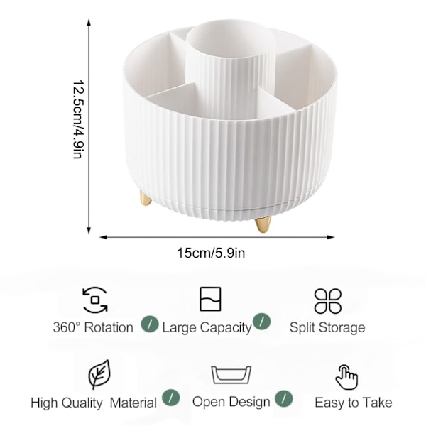360° pyörivä meikkiteline - Meikkisivellinteline 5 lokeroa kosmetiikalle koruille meikkipöydälle makuuhuoneeseen toimistotarvikkeiden säilytykseen