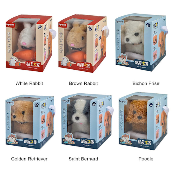 Robotvalp, Min Realistiske Robotvalp Milow Realistisk Gående Teddy Plysch med Ask White Rabbit