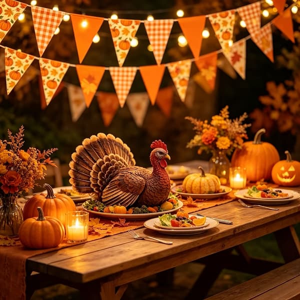 Høstgresskar Lønneblad Trekantflaggbanner for Høstbryllup Bursdager Hagepynt Thanksgiving-fest 28pcs