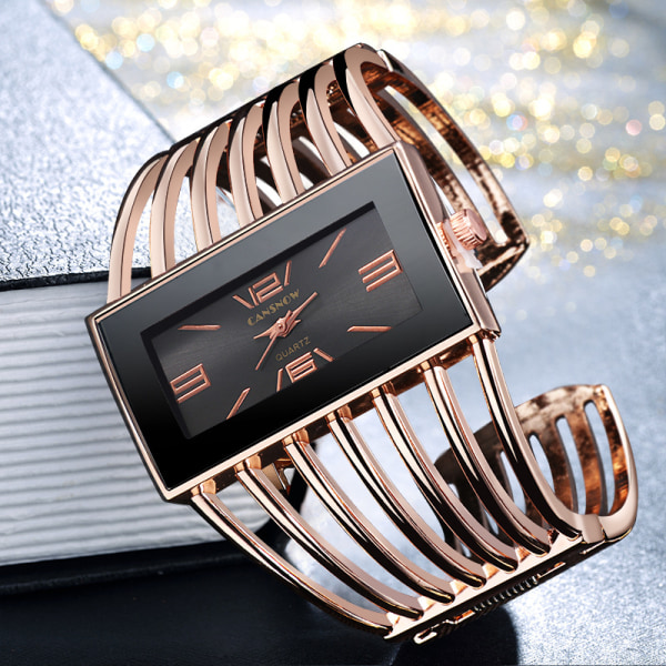 Elegant mode watch i kvarts med fyrkantigt lås