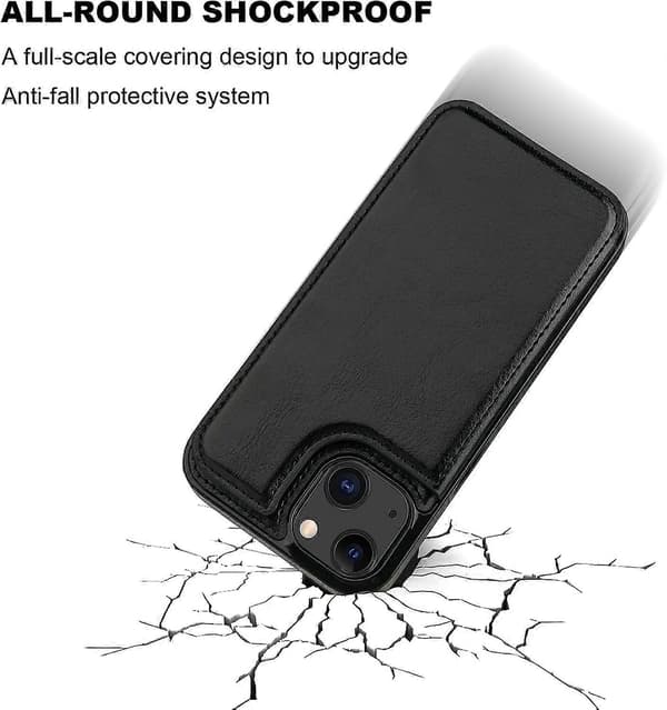 iPhone 13 Wallet Case med Kortholder & Dobbelt Magnetisk Lukning [JUN]