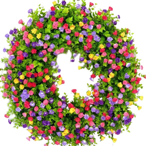 40 cm Dørkrans Forår Kunstig Farverig Dekorativ Blomsterkrans, Vægkranse Yderdør Kunstig Blomst (Stil A)