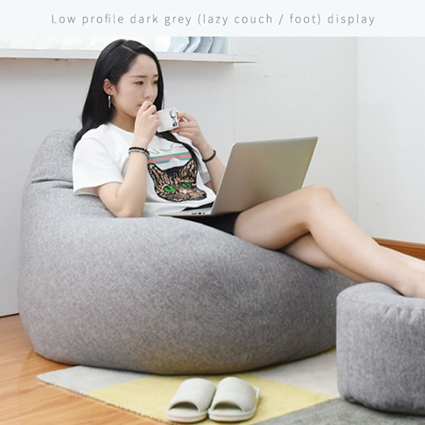 Inomhus/Utomhus Vuxen Beanbag Gaming Stol Extra Stor Beanbag Överdrag Grå Gray 350g