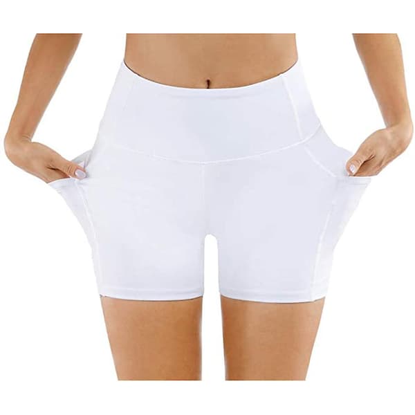 Kvinders højtaljede yogashorts med sidelommer[JUN]