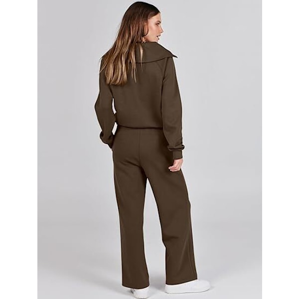 Dam 2-delad träningsdräkt Set, Rymlig Loungewear, Spårningsdräkt Brun Brown 2XL