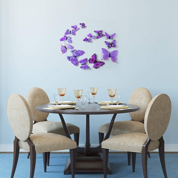 36 stycken 3D fjärilar dekoration, fjärils väggdekoration