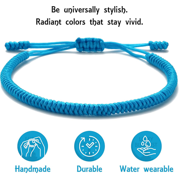 Tibetanskt handgjort justerbart flätat rep Chakra-armband för kvinnor Män Tonåringar Vänskapsgåva[JUN] Light Blue