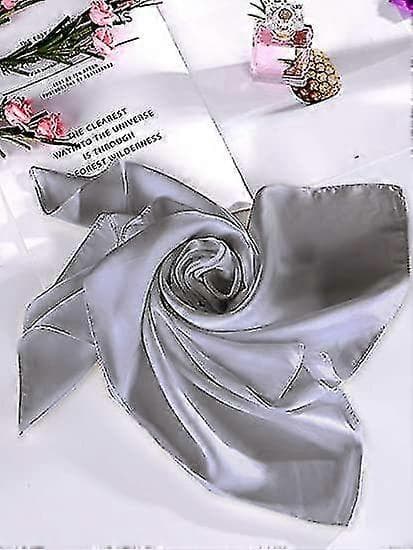 Dammode Myk Stor Sateng Firkantet Chiffong Polyester Skjerfsett Hode Hals Multifunksjonell Ensfarget Tilgjengelig-lingling Light Gray