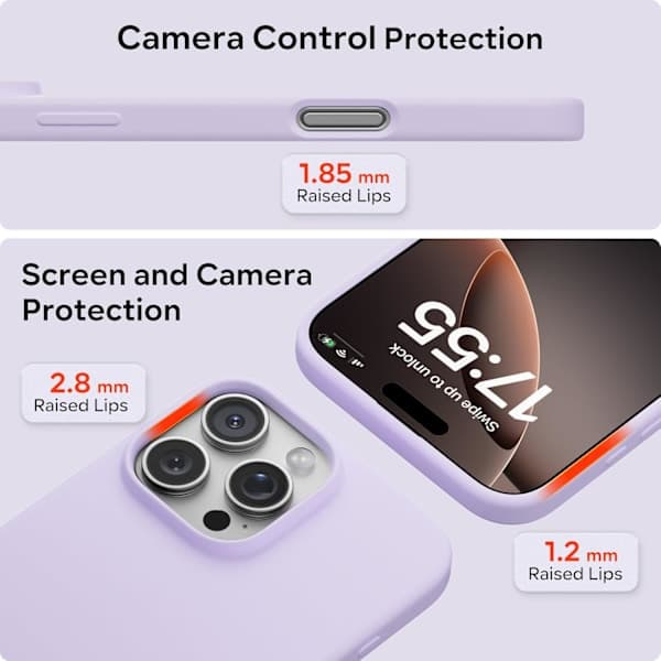 Flytende silikondeksel til iPhone 16 Pro, støtsikker myk full beskyttelse (lilla) iPhone 16 Pro purple