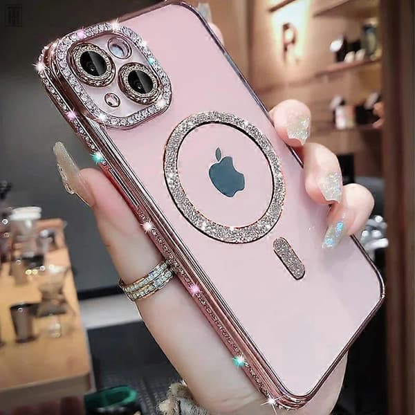 Glitrende Bling Diamant Telefoncover til iPhone 15 14 13 12 11 Pro Max Plus[JUN] For iPhone 14 Plus gold