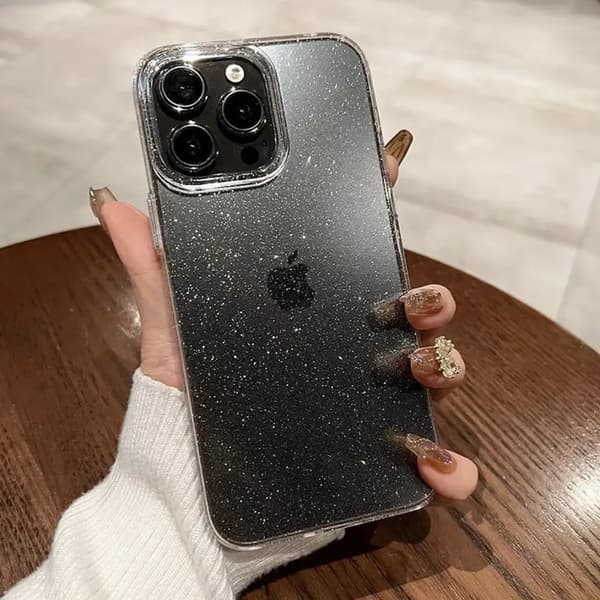 Glitter Bling Klart Støtsikkert Deksel til iPhone 16 15 14 13 12 11 Pro Max[JUN] For iPhone15 Black