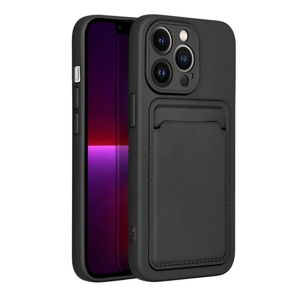Forcell iPhone 14 Pro -kotelo korttipidikkeellä, pehmeä musta [JUN]