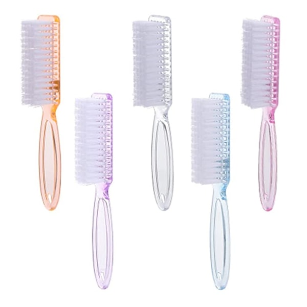 5 stk håndtagsgreb neglebørster neglekunst støvfjerner børste farverige langt håndtag negleplejebørster manicure børste til tæer og negle