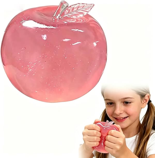 Squishy Æble, Anti-Stress, Anti-Stress Legetøj Æble Squishy Transparent Bold Lindring, Velegnet til Voksne Børn Dekorativ Gave (Pink)