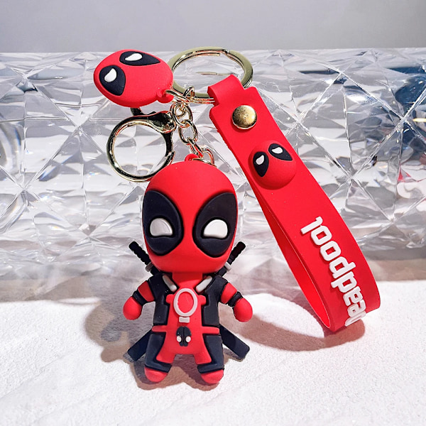 Marvel Söt Docka Hängande Anime Figurer Deadpool Q Version Mode Ryggsäck Keychain Par Väska Nyckelring Pendant Födelsedag Gåf T A