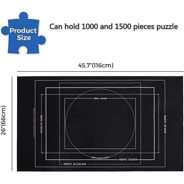 Stor 46x26\" Puslespillmatte og rullagring for opptil 1500 brikker [JUN]