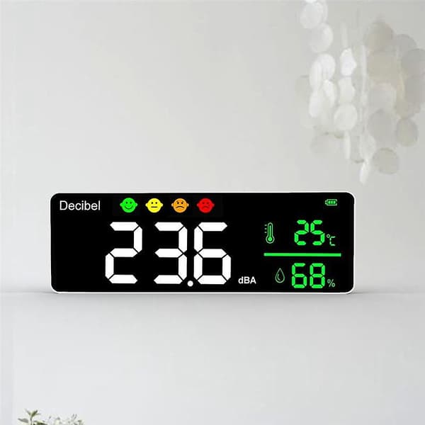 Digital lydmåler med termometer og hygrometer 30-130dB[JUN]