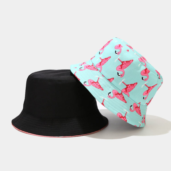 AVEKI Packable Reversible Black Printed Fisherman Bucket Sun Hat
