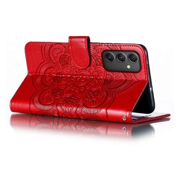 Samsung Galaxy A56 5G PU Läder Mandala Plånboksfodral i Röd[JUN] Multicolor Red
