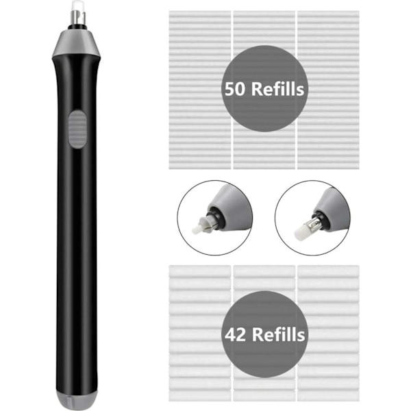 Elektrisk suddgummi, 92 delar ersättningssuddgummi, batteridrivet,