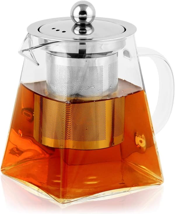 550 ml glastekande med rustfri stålsi til løs te og kaffe [JUN]