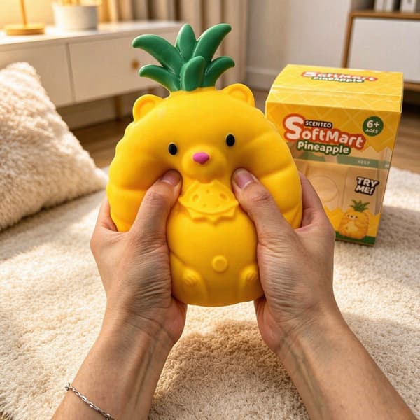 Långsamt stigande Squishy Leksak Enkelförpackning Stresslindring Frukt- & Matformad Fidget Sensorisk Boll för Barn Vuxna Pineapple