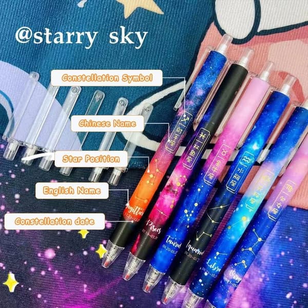 12 Sorte Kuglepenne Kompatible med Gelpenna[JUN]