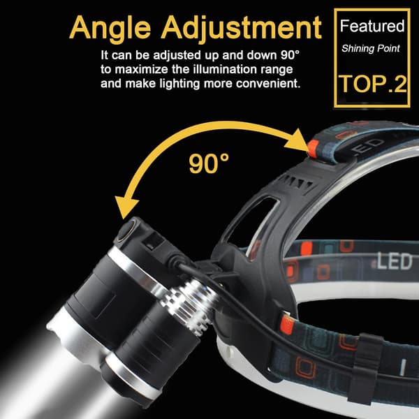 Genopladelig LED pandelampe 6000 Lumen, 4 tilstande & sensorlys - 2 pakke [JUN]