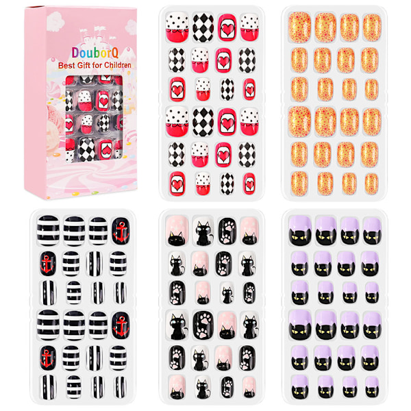 120 st/ set Barn söta lösnaglar Komplett DIY Nail Art Style 11