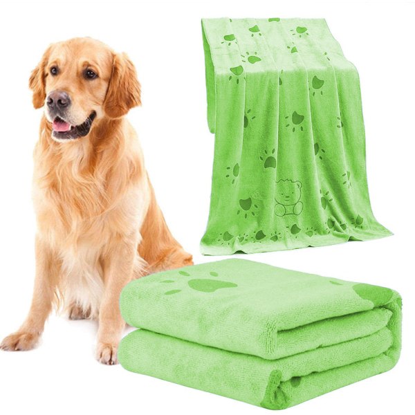 Handdukshund stor mjuk hundhandduk hundbadrock mikrofiber Grön